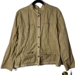 Women's Chico's Beige Cargo Style Button Snap Jacket Size 3/L